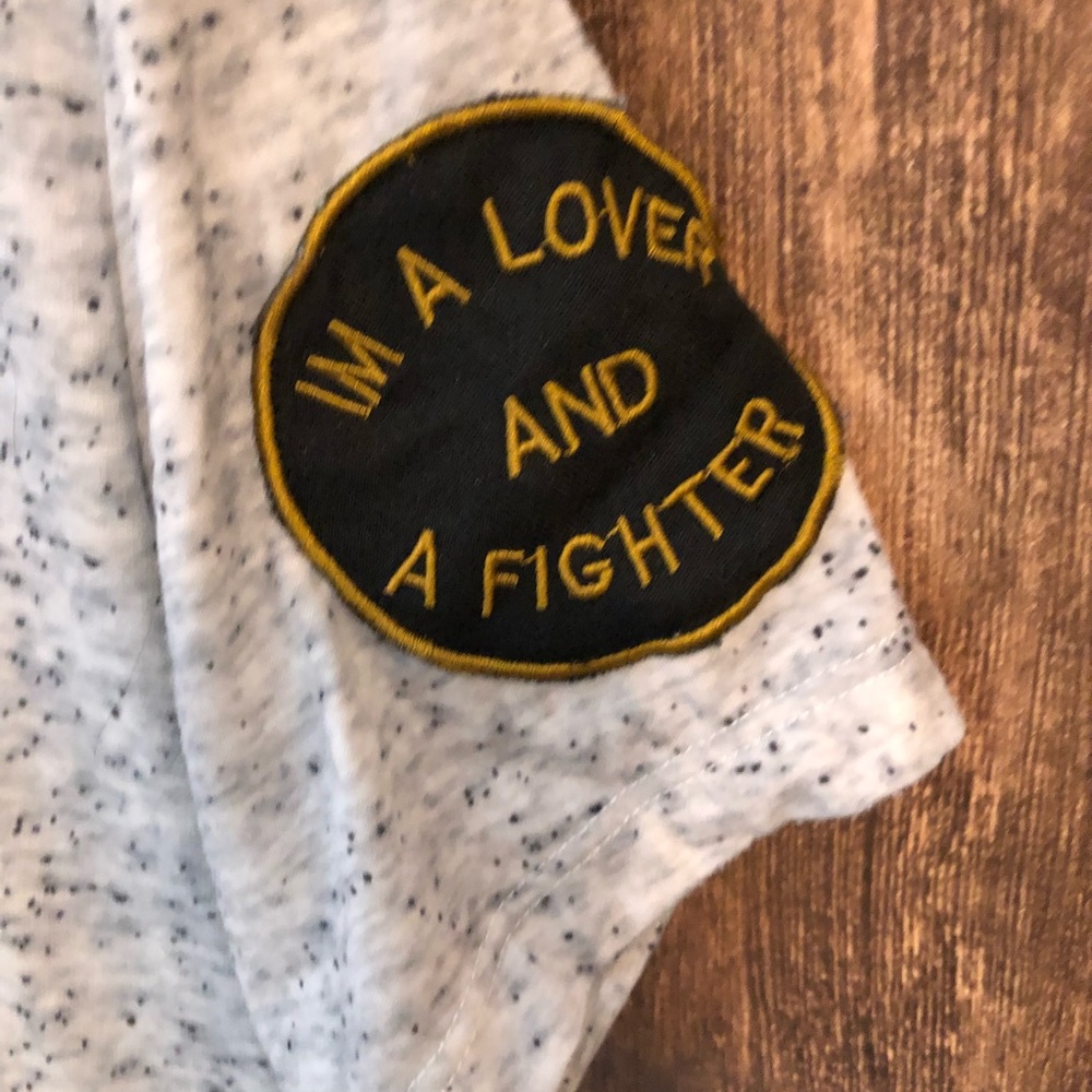 I’m a lover and a fighter heather tee shirt